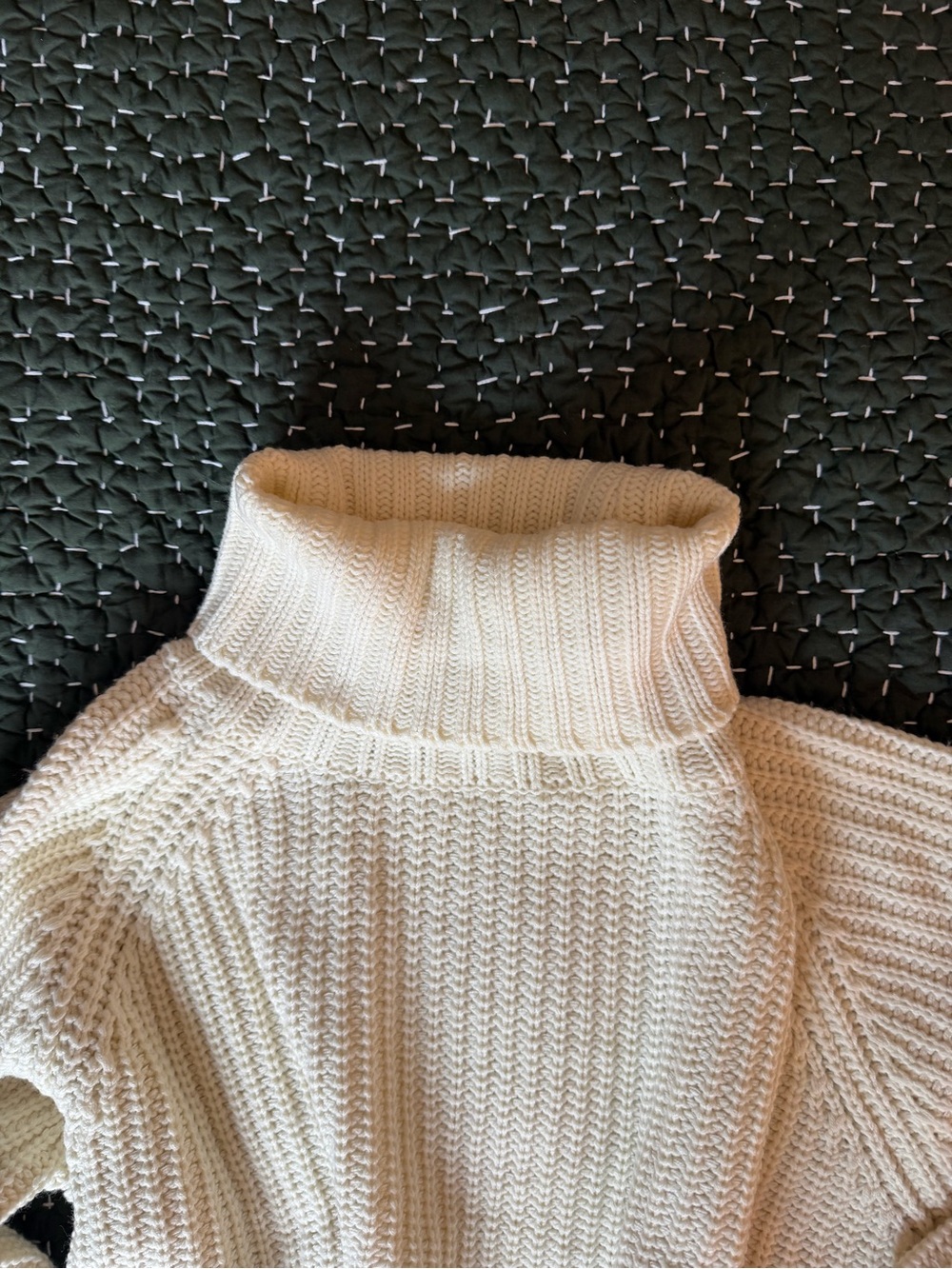 Cream Turtleneck Knit Sweater for Women